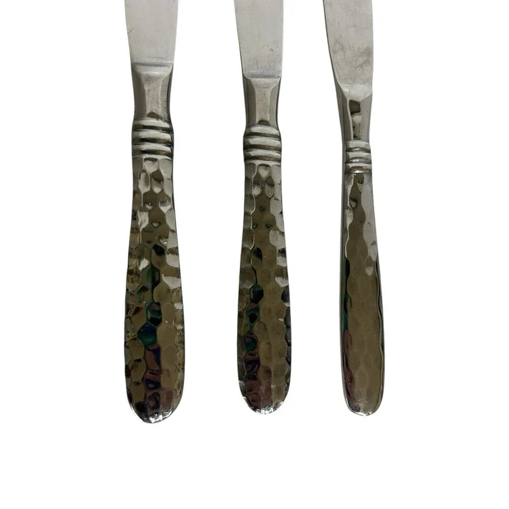 Cambridge MAJESTY Stainless Hammered 18/10 Glossy Flatware 3 Butter Knives